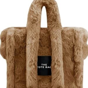 BROWN FUR TOTE BAG